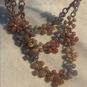 Elegant Gold like mixed colors flower Chain Bracelet